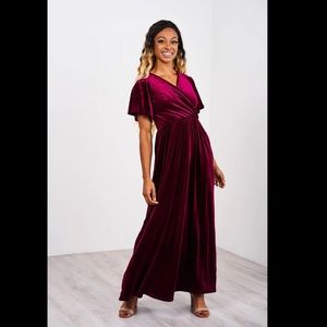 New Latched Mama Velour Nursing Maxi in Cranberry